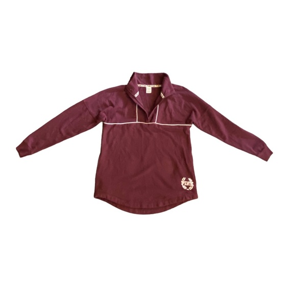 {Pink} Long Sleeve Pullover Half Zip Hoodie with pockets - Picture 1 of 9